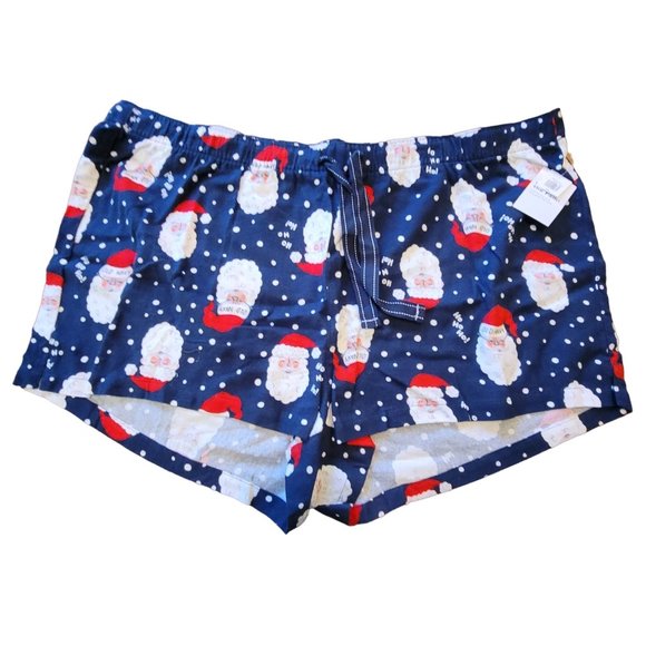 Blue Santa Flannel Sleep Shorts Lounge Pajamas Womans Size XXL JJ2874 - Picture 1 of 4